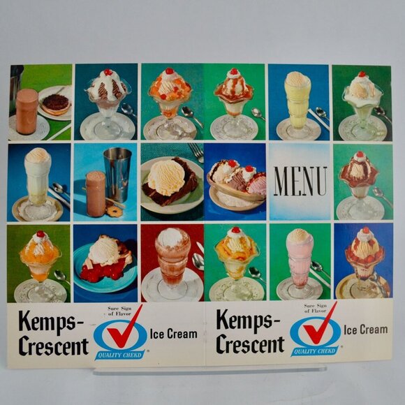 Vintage Kemps Crescent Ice Cream Advertising Alden Drug Company Menu RARE - Picture 1 of 6